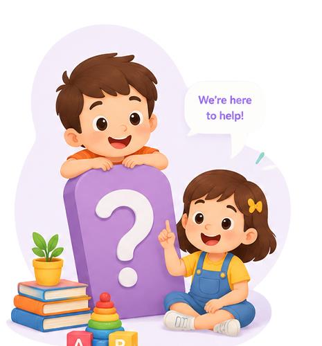 Children with question mark board